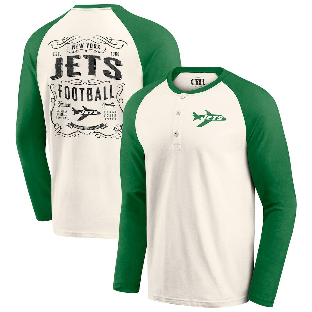 NFL New York Jets Darius Rucker Collection Raglan Henley Long Sleeve T-Shirt