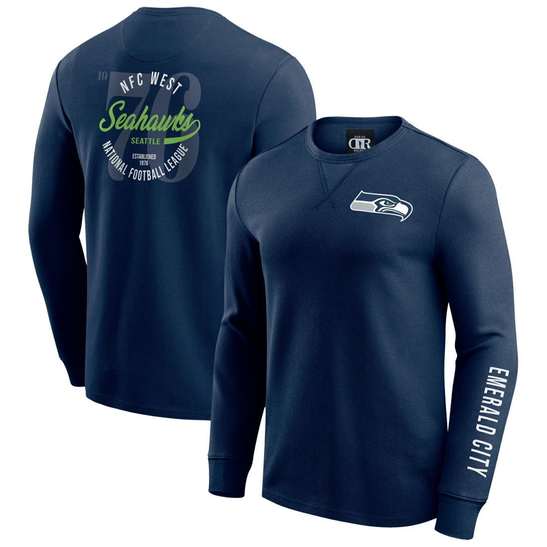 NFL Seattle Seahawks Darius Rucker Collection Washed Waffle-Knit Long Sleeve T-Shirt