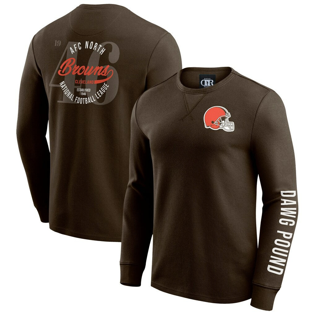 NFL Cleveland Browns Darius Rucker Collection Washed Waffle-Knit Long Sleeve T-Shirt