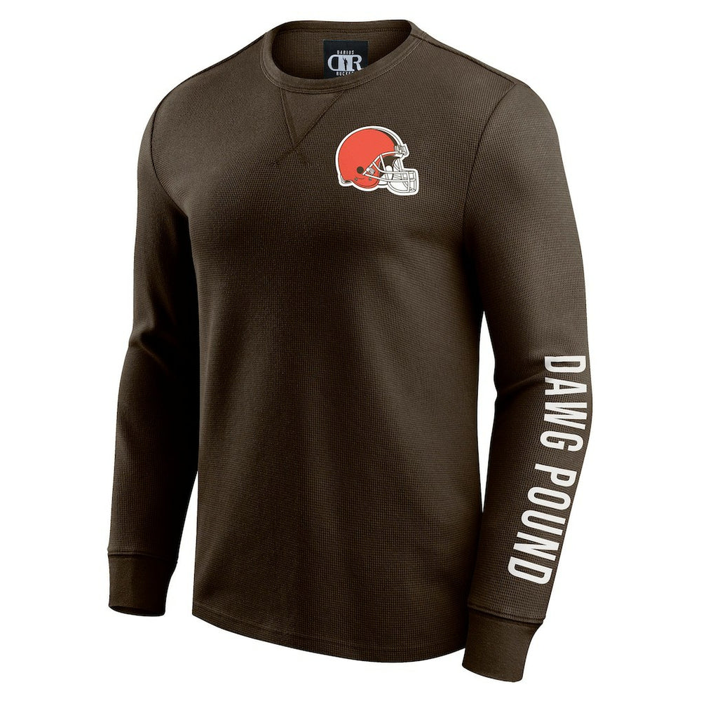 NFL Cleveland Browns Darius Rucker Collection Washed Waffle-Knit Long Sleeve T-Shirt