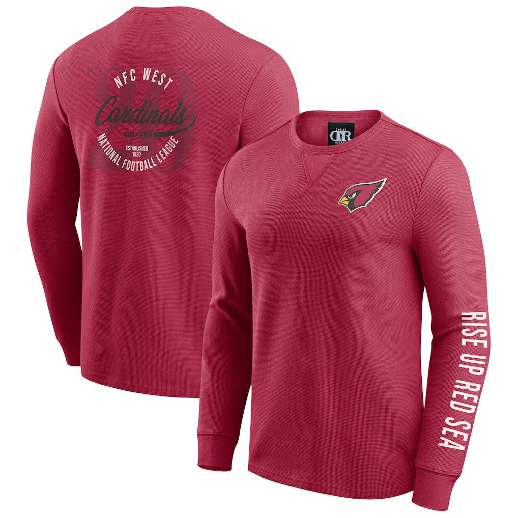 NFL Arizona Cardinals Darius Rucker Collection Washed Waffle-Knit Long Sleeve T-Shirt