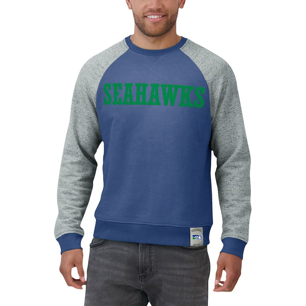 NFL Seattle Seahawks Darius Rucker Collection Throwback Color Block Raglan Pullover Sweatshirt