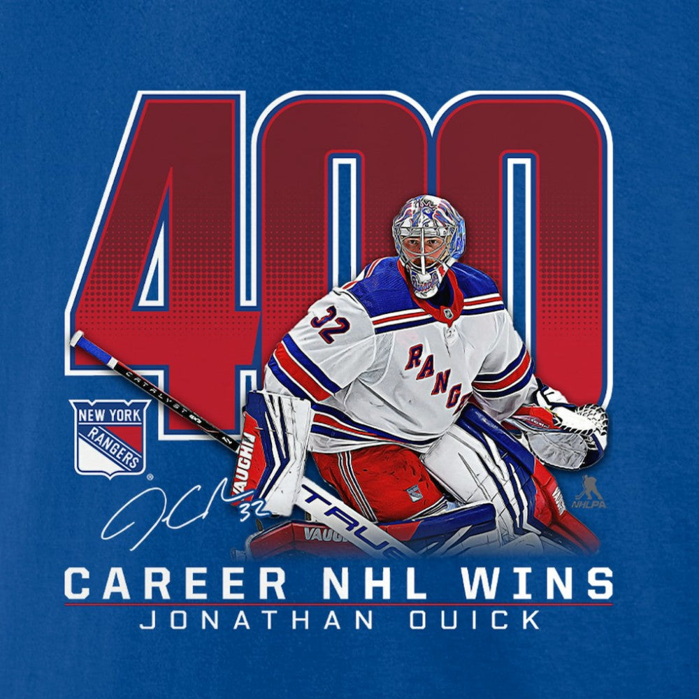 Jonathan Quick New York Rangers 400 Career Wins T-Shirt