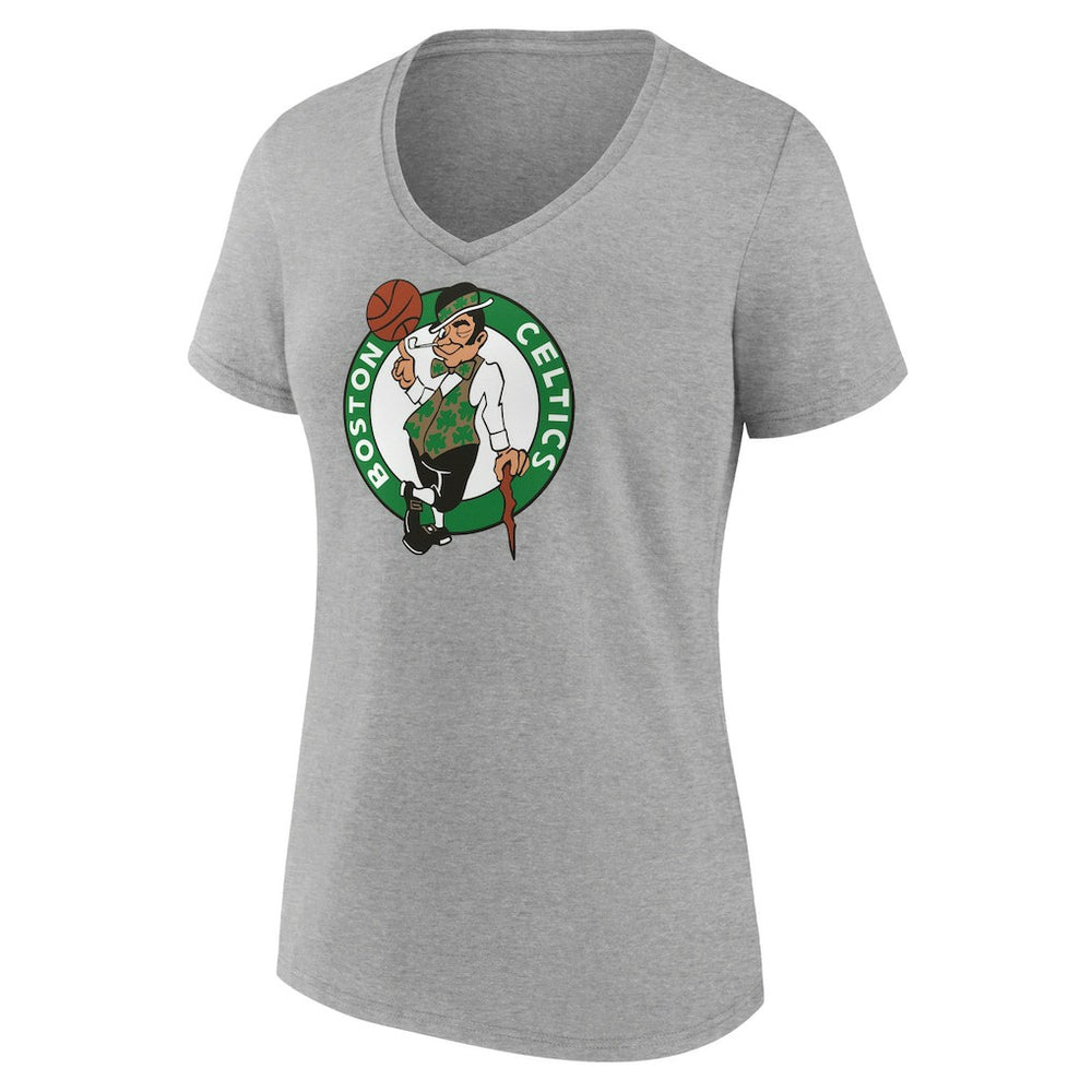 Boston Celtics Women's Primary Logo V-Neck T-Shirt - Gray discount