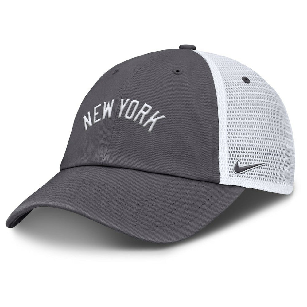 New York Yankees Wordmark Club Adjustable Trucker Hat - Gray | Nike