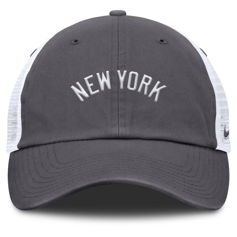 New York Yankees Wordmark Club Adjustable Trucker Hat - Gray | Nike
