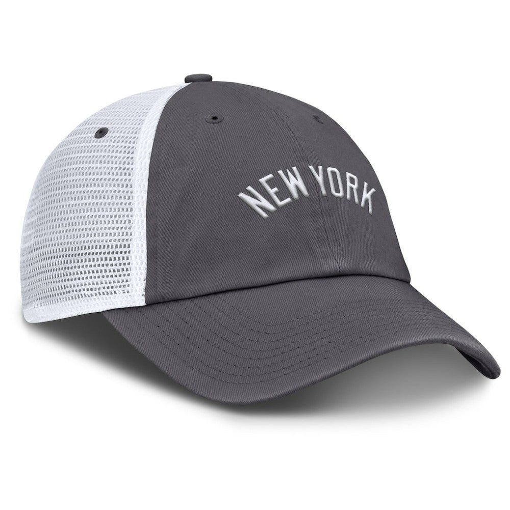 New York Yankees Wordmark Club Adjustable Trucker Hat - Gray | Nike