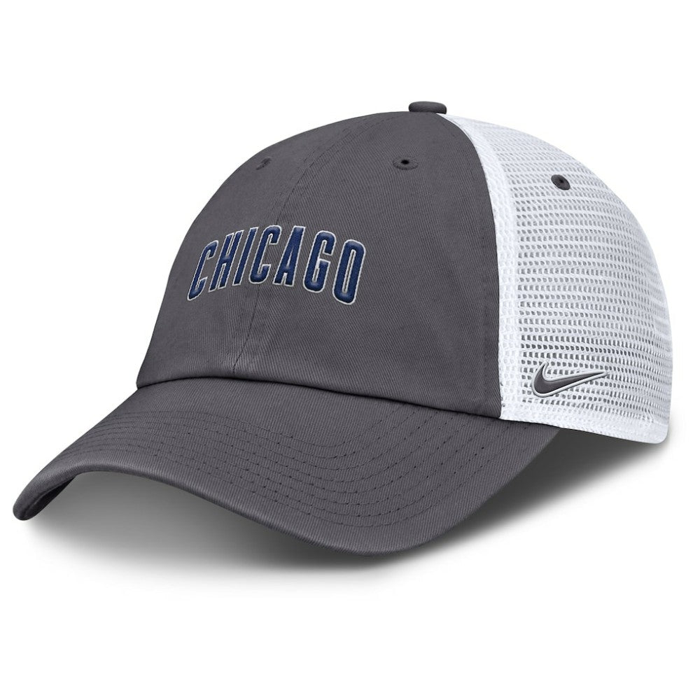 Chicago Cubs Wordmark Club Adjustable Trucker Hat - Gray | Nike