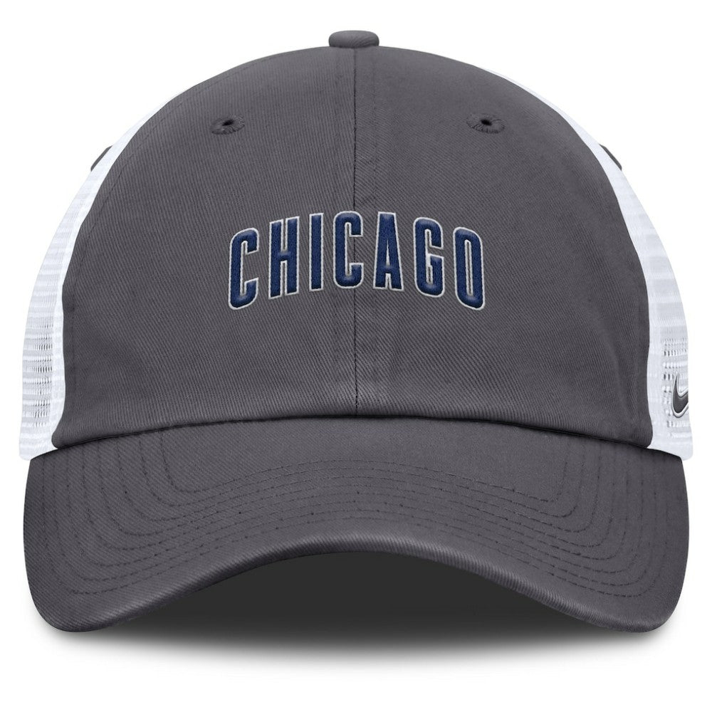 Chicago Cubs Wordmark Club Adjustable Trucker Hat - Gray | Nike