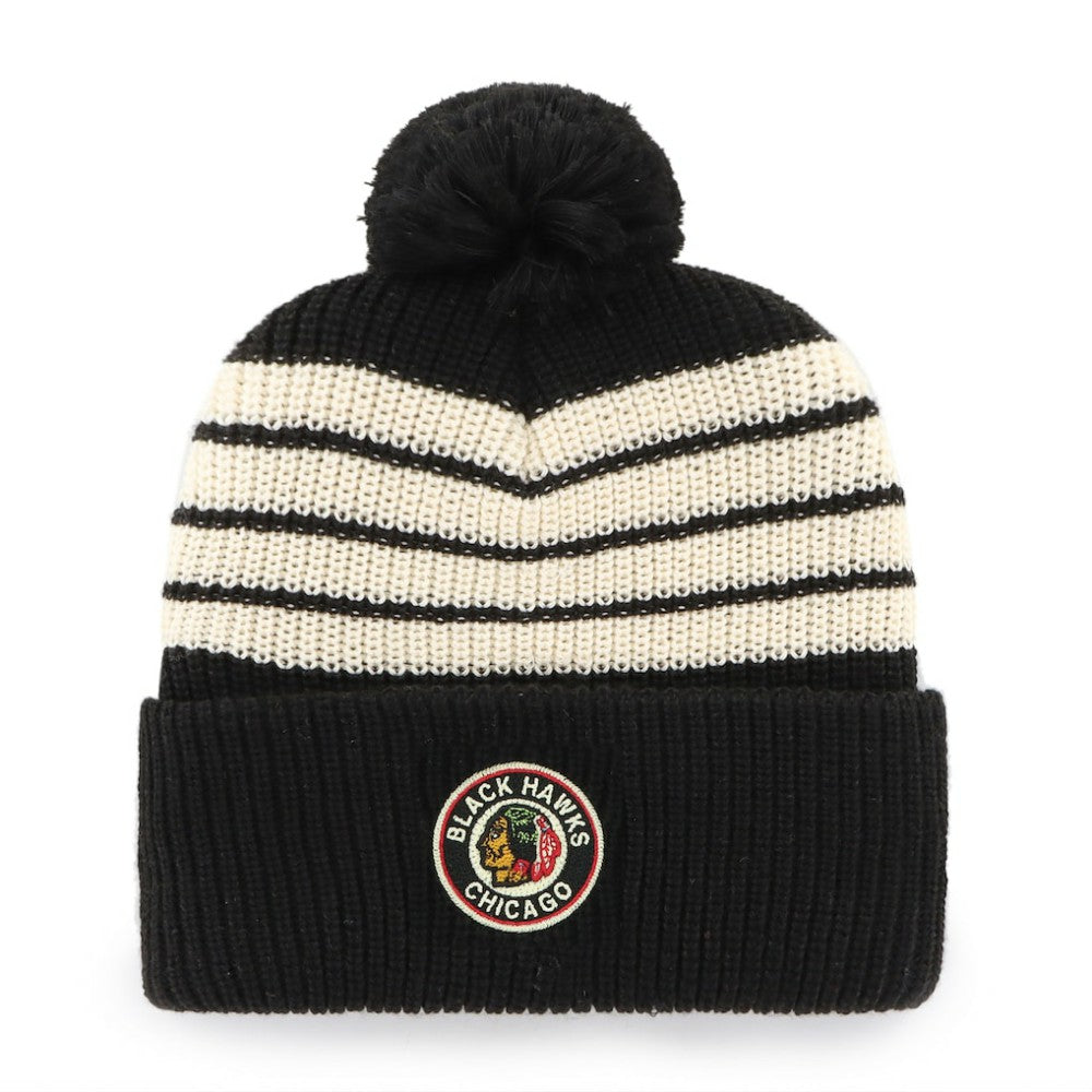 Chicago Blackhawks '47 Old Time Hockey Barn Cuffed Knit Hat with Pom