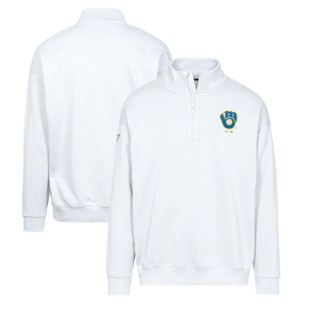 Milwaukee Brewers Levelwear Murray Core Logo Quarter-Zip Pullover Top - White