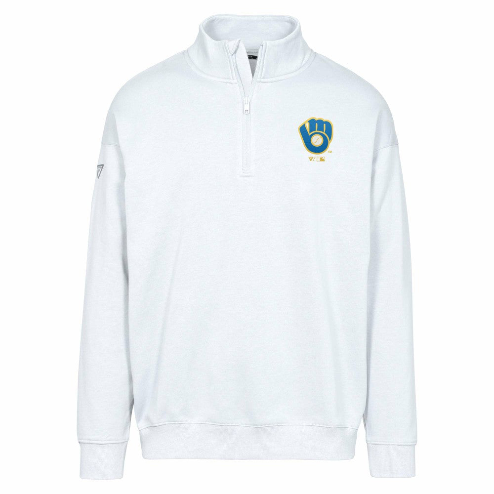 Milwaukee Brewers Levelwear Murray Core Logo Quarter-Zip Pullover Top - White