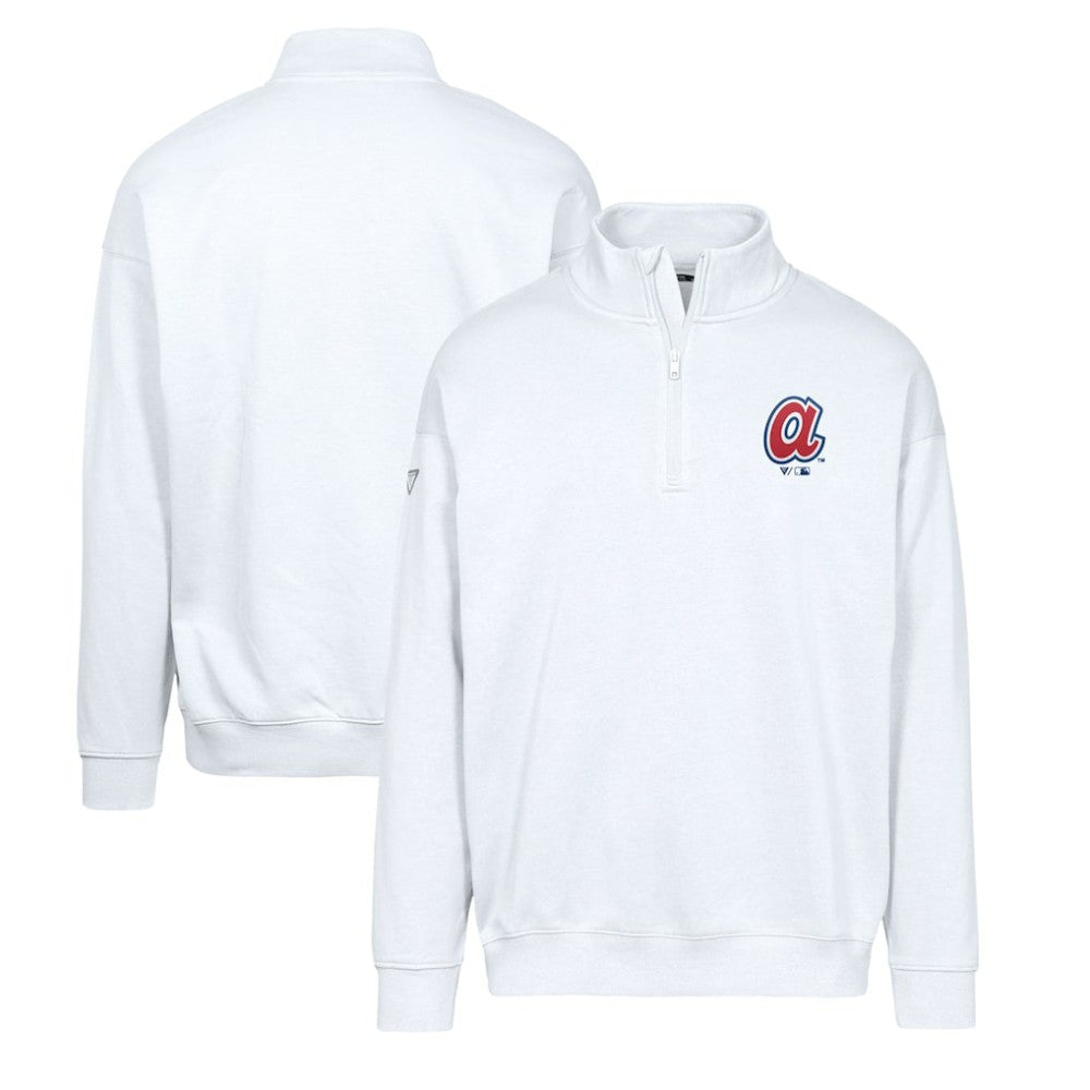 Atlanta Braves Levelwear Murray Core Logo Quarter-Zip Pullover Top - White