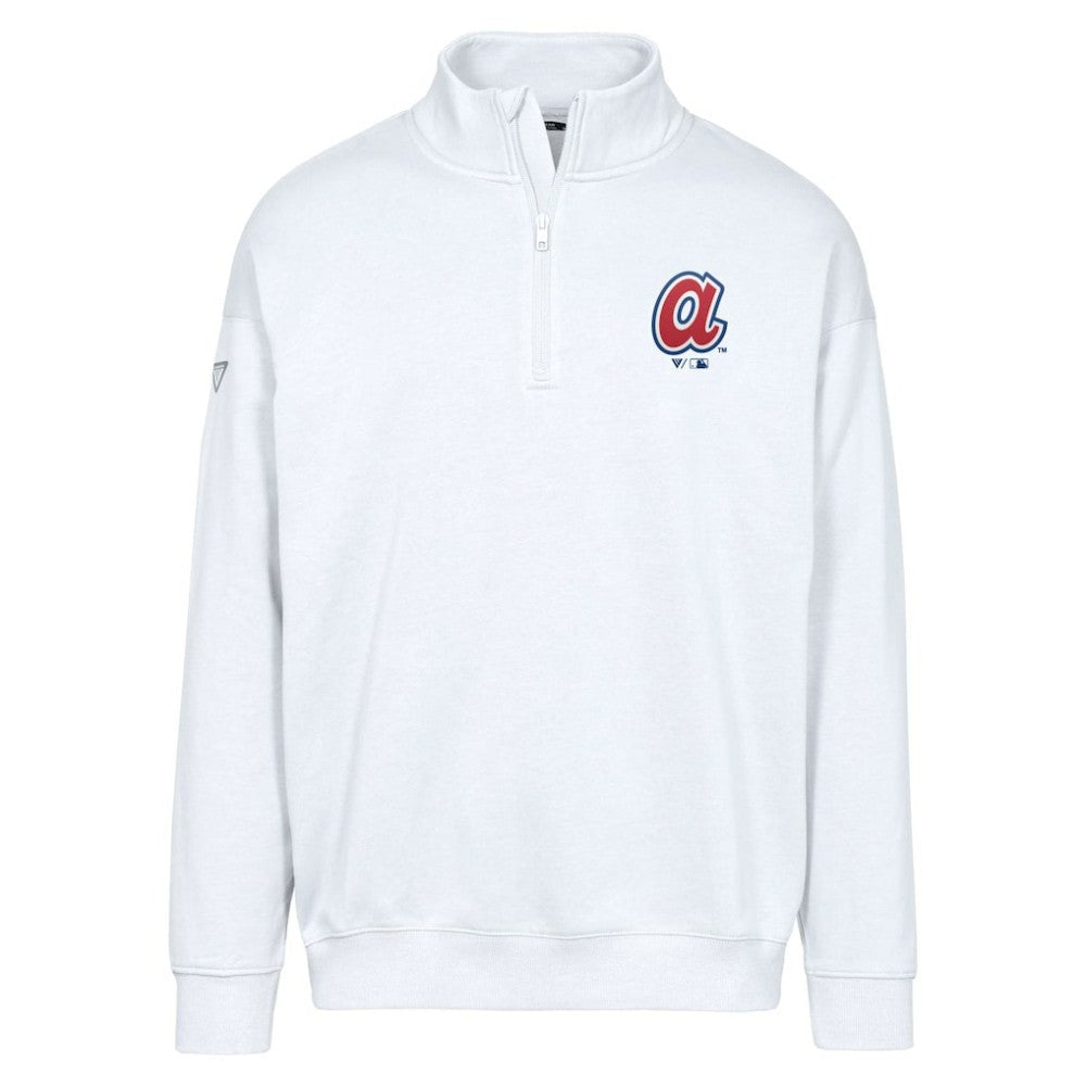 Atlanta Braves Levelwear Murray Core Logo Quarter-Zip Pullover Top - White