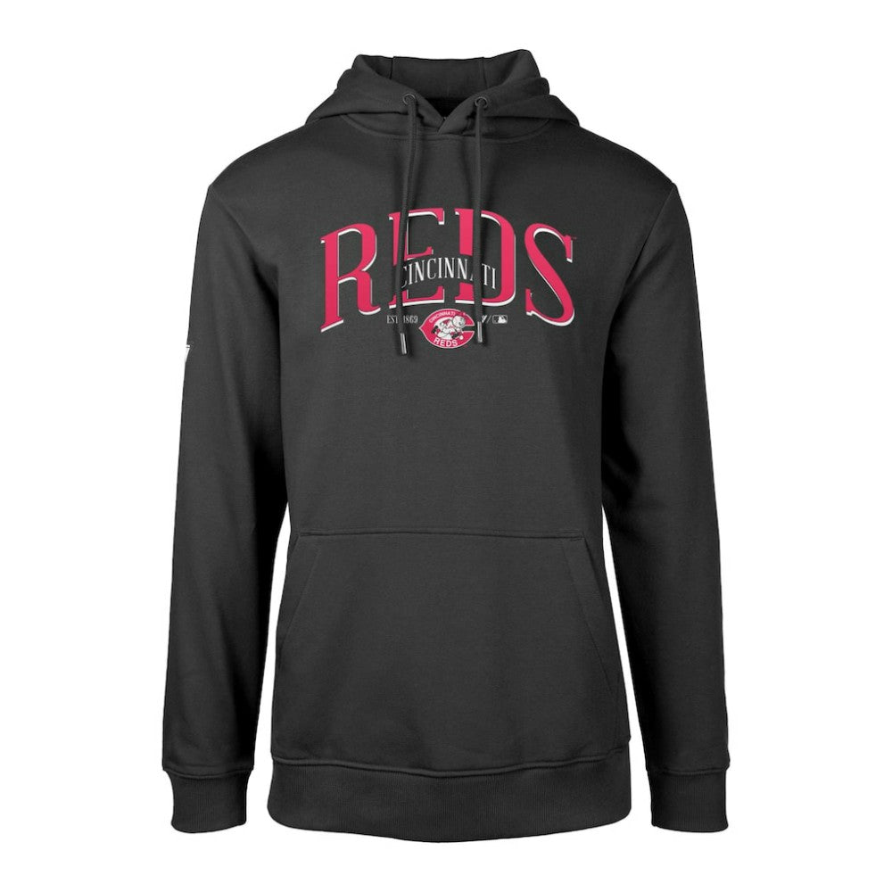 Cincinnati Reds Levelwear Cooperstown Collection Podium Retro Spellout Pullover Hoodie - Black