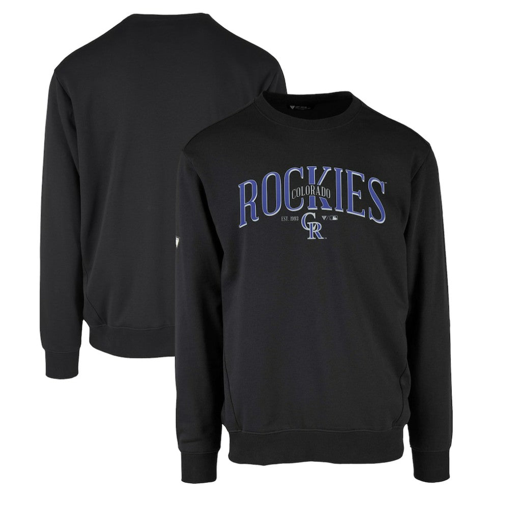 Colorado Rockies Levelwear Zane Cooperstown Collection Retro Spellout Pullover Sweatshirt - Black