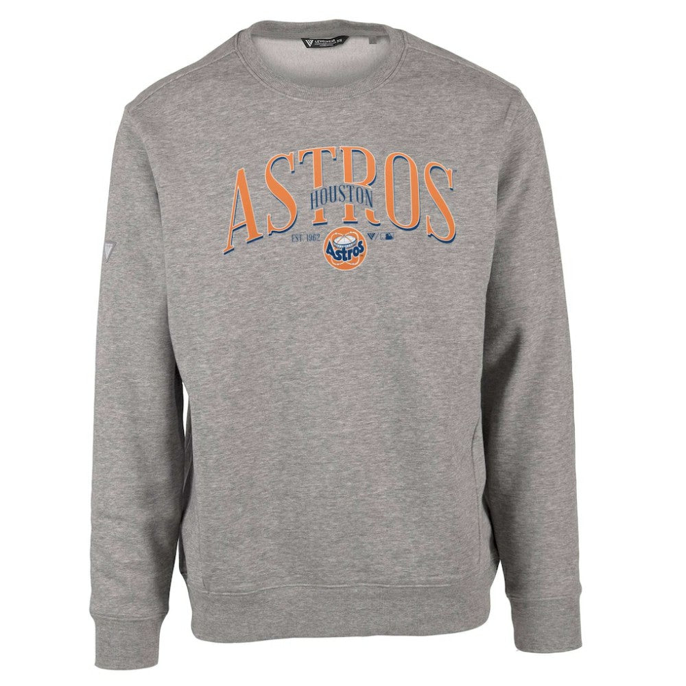 Houston Astros Levelwear Zane Cooperstown Collection Retro Spellout Pullover Sweatshirt - Gray