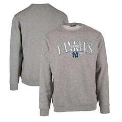 New York Yankees Levelwear Zane Cooperstown Collection Retro Spellout Pullover Sweatshirt - Gray