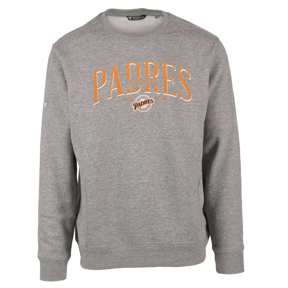 San Diego Padres Levelwear Zane Cooperstown Collection Retro Spellout Pullover Sweatshirt - Gray