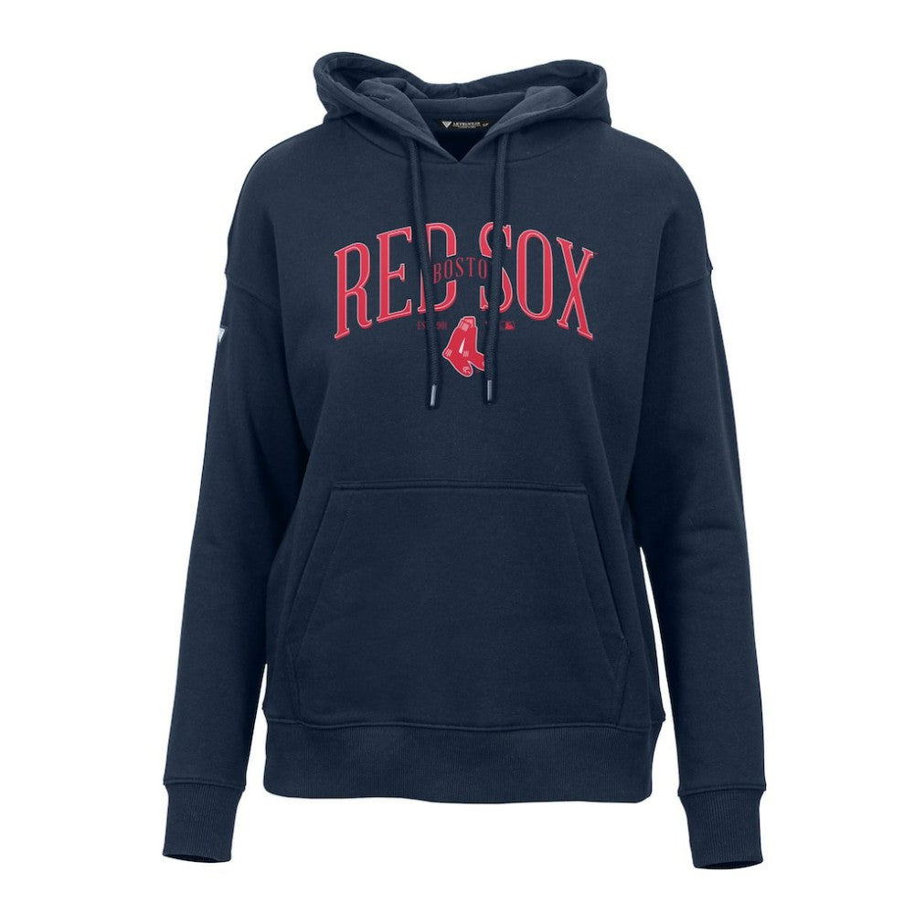 Boston Red Sox Levelwear Women's Adorn Cooperstown Collection Retro Spellout Pullover Hoodie - Navy