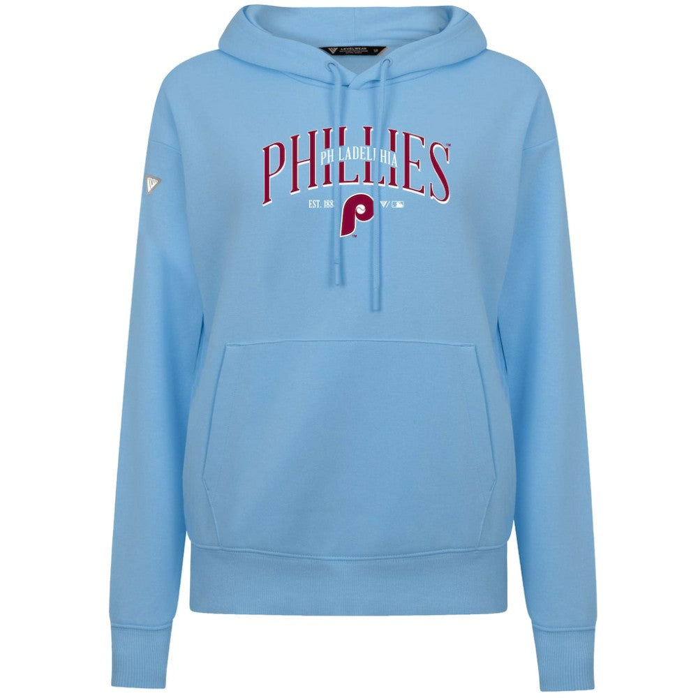 Philadelphia Phillies Levelwear Women's Adorn Cooperstown Collection Retro Spellout Pullover Hoodie - Blue