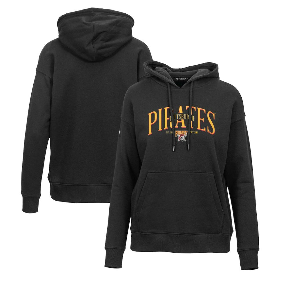 Pittsburgh Pirates Levelwear Women's Adorn Cooperstown Collection Retro Spellout Pullover Hoodie - Black