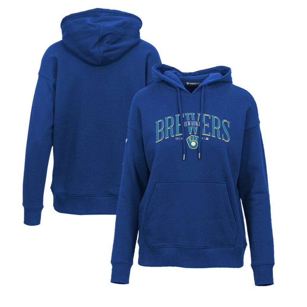 Milwaukee Brewers Levelwear Women's Adorn Cooperstown Collection Retro Spellout Pullover Hoodie - Royal