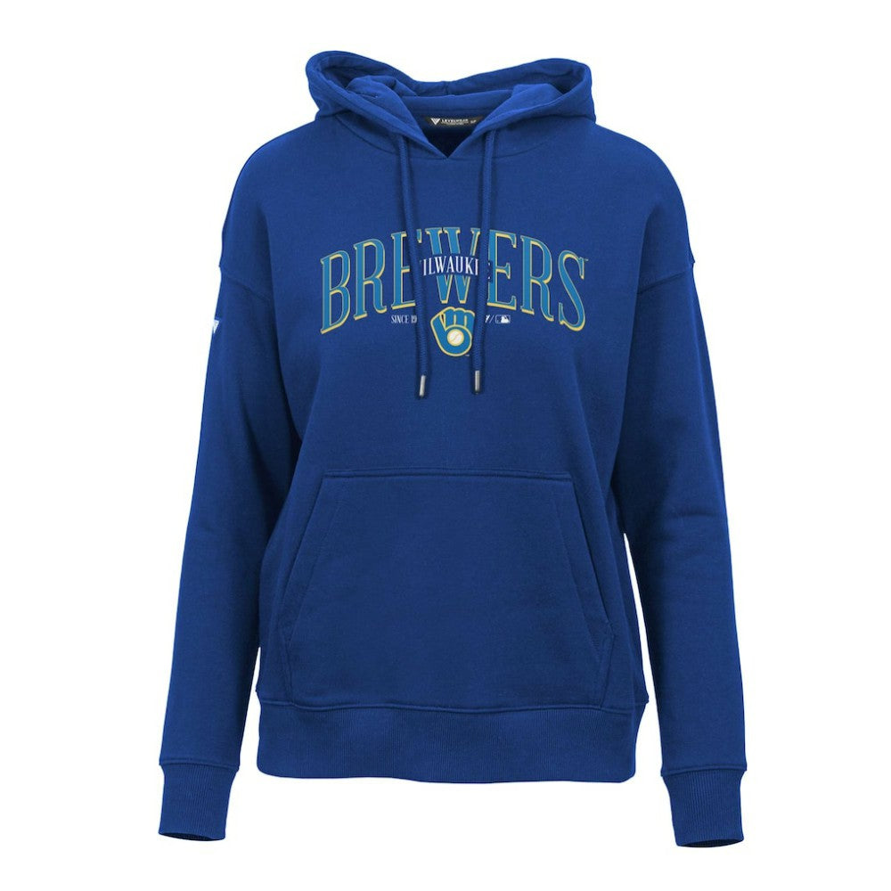 Milwaukee Brewers Levelwear Women's Adorn Cooperstown Collection Retro Spellout Pullover Hoodie - Royal