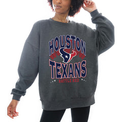 NFL Houston Texans Gameday Couture Women's Oversized Long Weekend Premium Fleece Drop Shoulder Pullover Sweatshirt