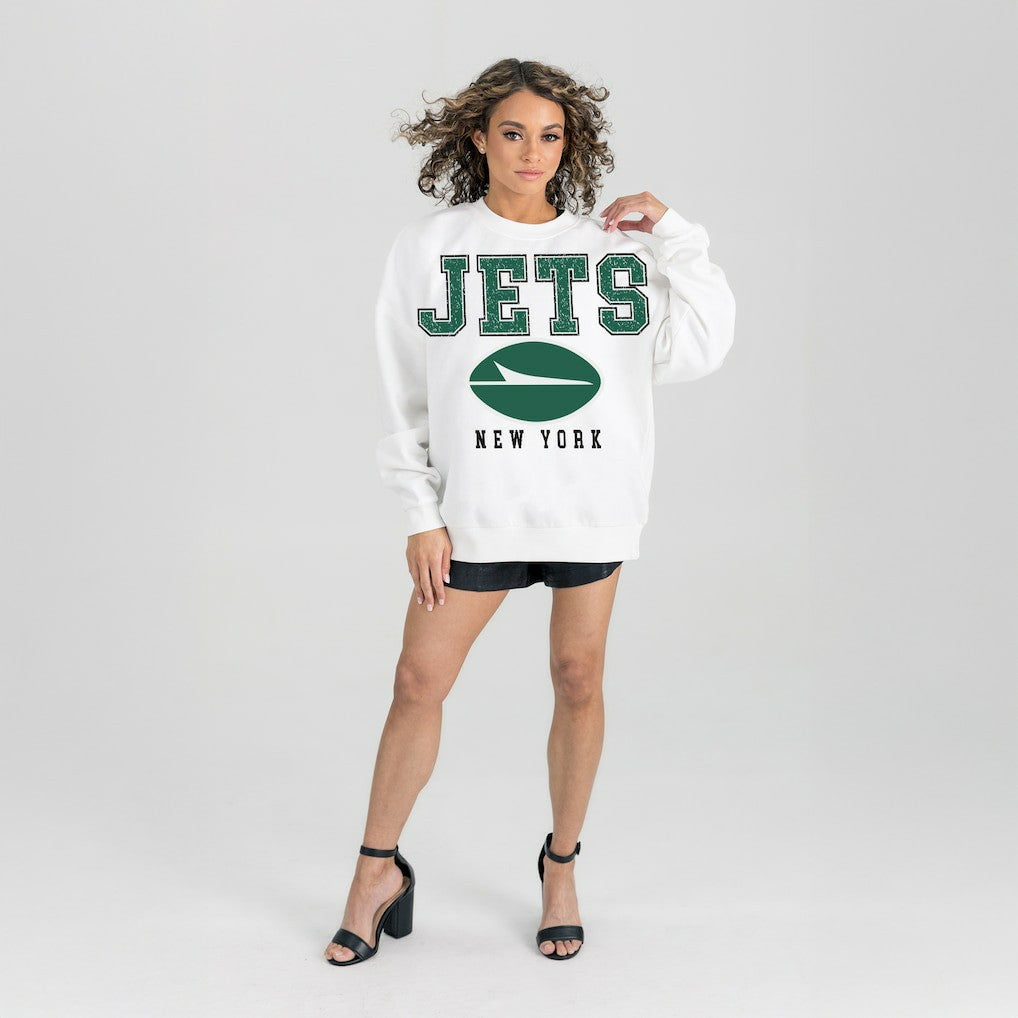 NFL New York Jets Gameday Couture Women's Sunday Drives Oversized Crewneck Pullover Sweatshirt