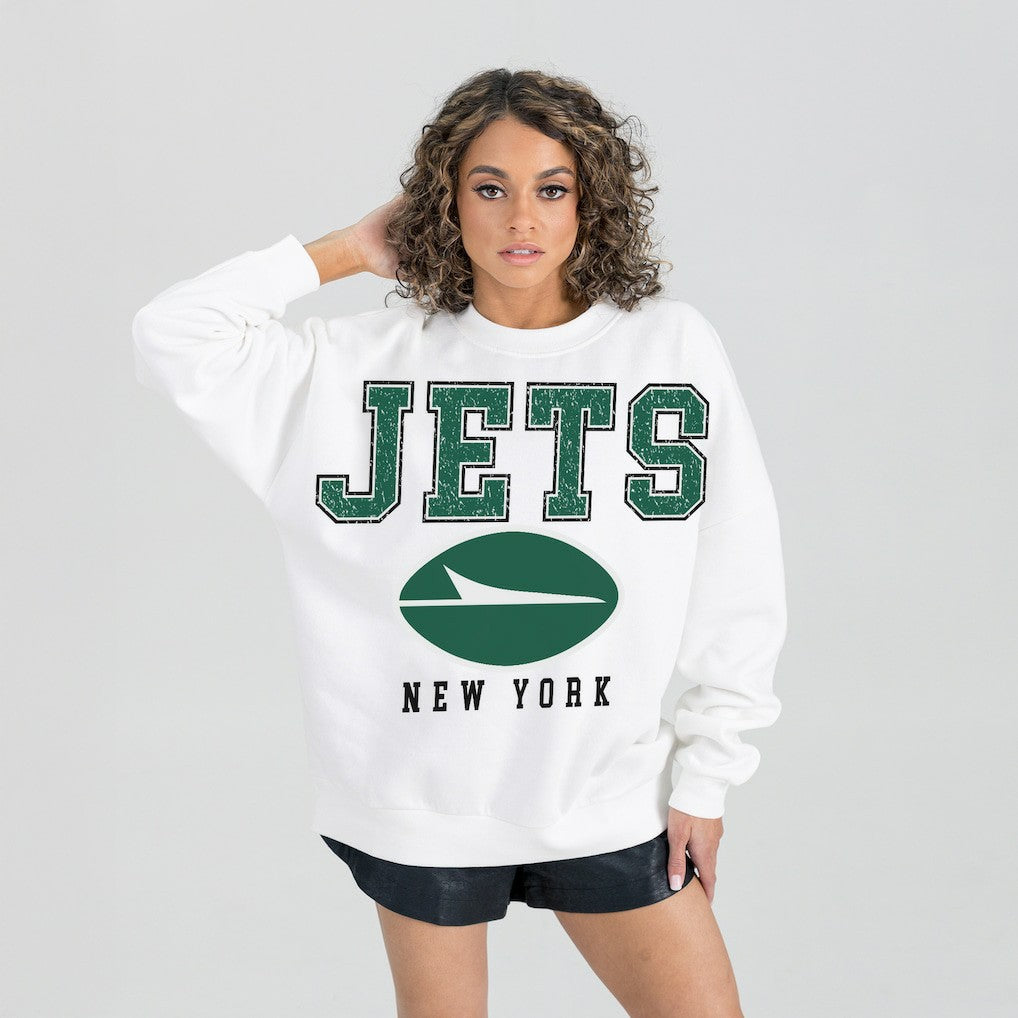 NFL New York Jets Gameday Couture Women's Sunday Drives Oversized Crewneck Pullover Sweatshirt