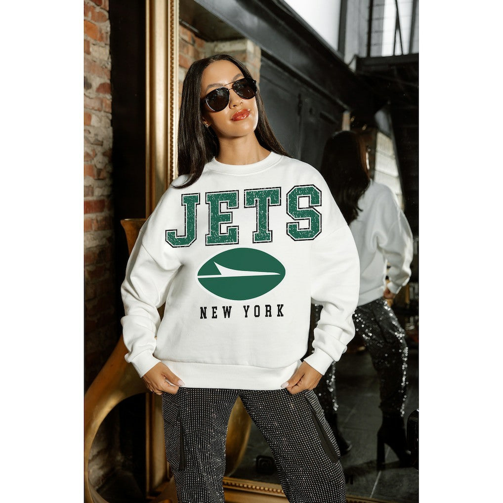 NFL New York Jets Gameday Couture Women's Sunday Drives Oversized Crewneck Pullover Sweatshirt