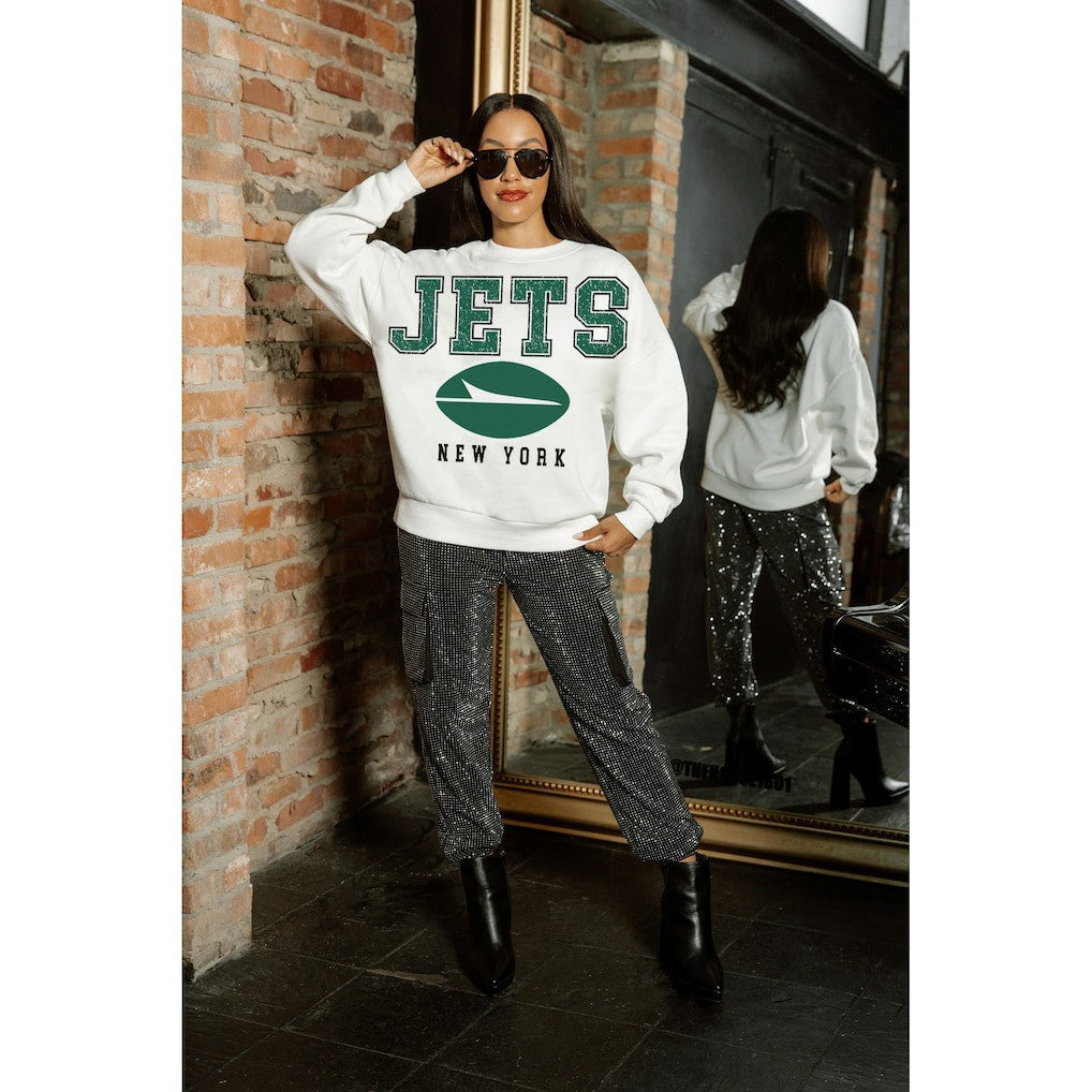 NFL New York Jets Gameday Couture Women's Sunday Drives Oversized Crewneck Pullover Sweatshirt
