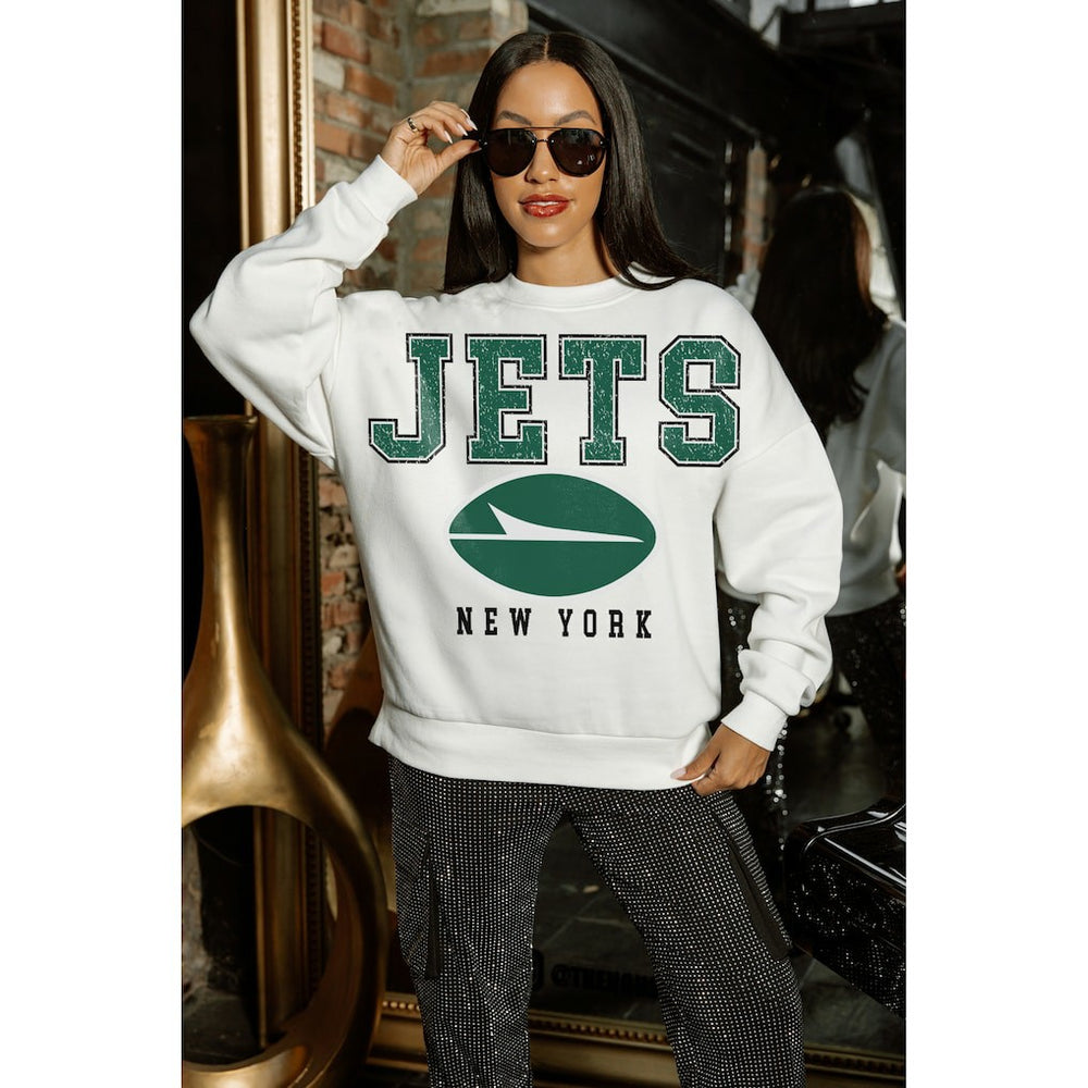 NFL New York Jets Gameday Couture Women's Sunday Drives Oversized Crewneck Pullover Sweatshirt