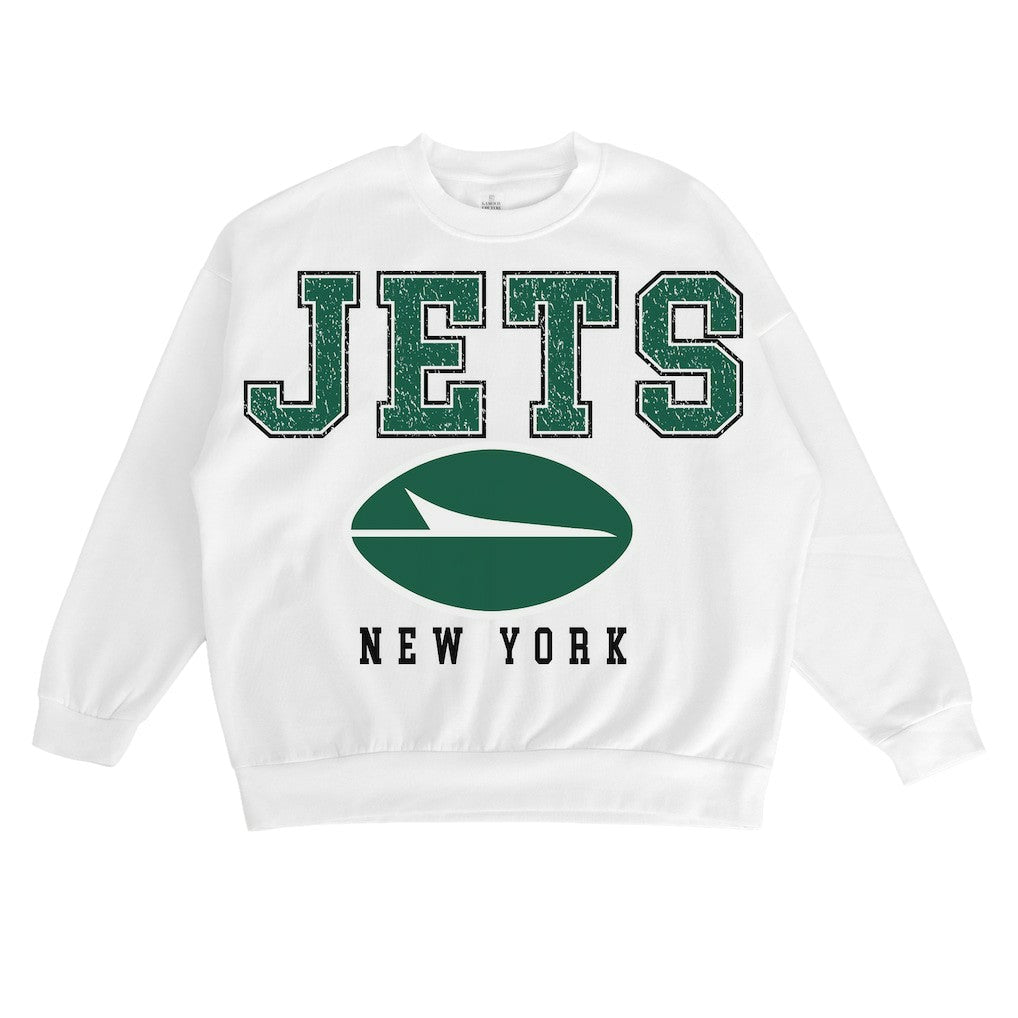 NFL New York Jets Gameday Couture Women's Sunday Drives Oversized Crewneck Pullover Sweatshirt