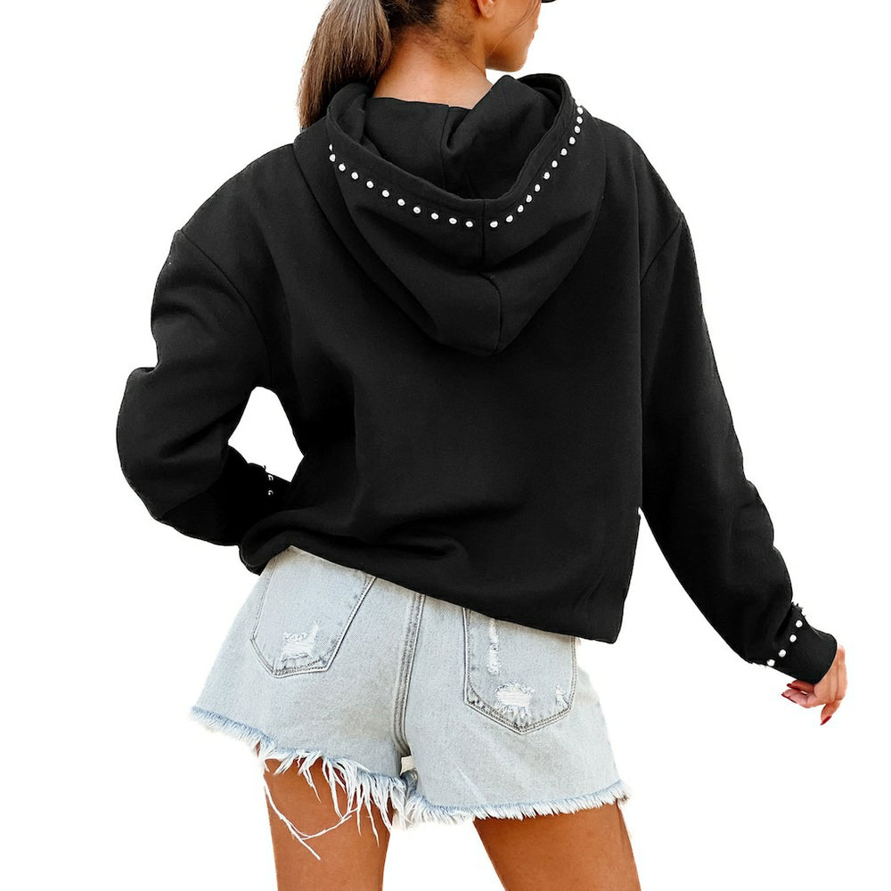 NFL New York Jets Gameday Couture Women's Oversized Catch the Vibe Studded Pullover Hoodie
