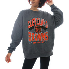 NFL Cleveland Browns Gameday Couture Women's Oversized Long Weekend Premium Fleece Drop Shoulder Pullover Sweatshirt