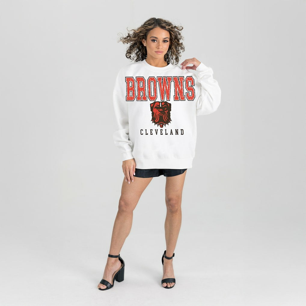 NFL Cleveland Browns Gameday Couture Women's Sunday Drives Oversized Pullover Sweatshirt