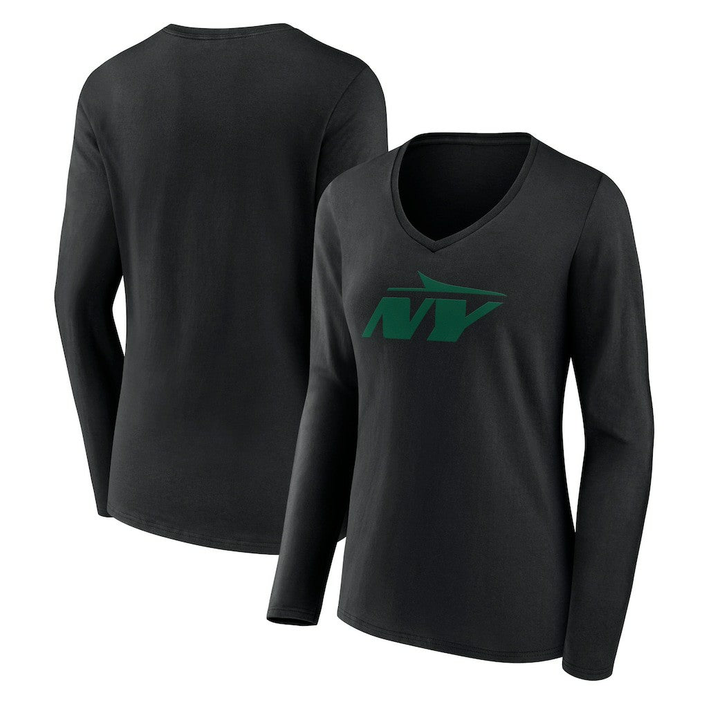 NFL New York Jets Women's Secondary Logo Long Sleeve V-Neck T-Shirt