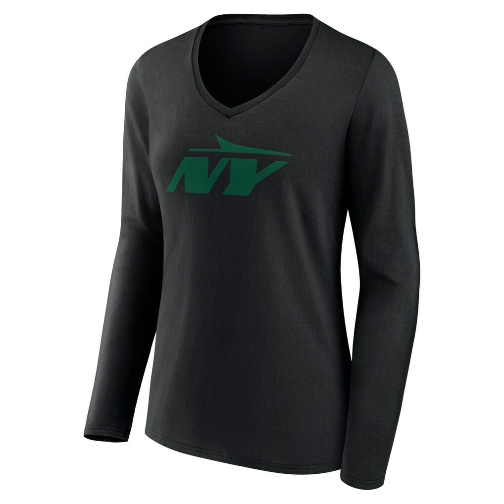 NFL New York Jets Women's Secondary Logo Long Sleeve V-Neck T-Shirt