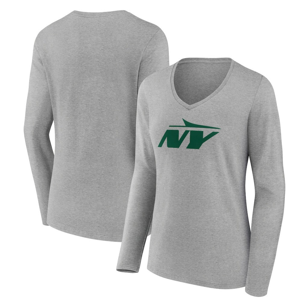 NFL New York Jets Women's Secondary Logo Long Sleeve V-Neck T-Shirt