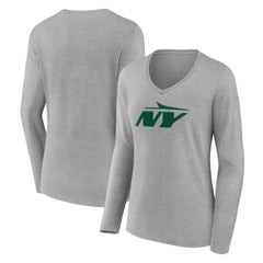 NFL New York Jets Women's Secondary Logo Long Sleeve V-Neck T-Shirt