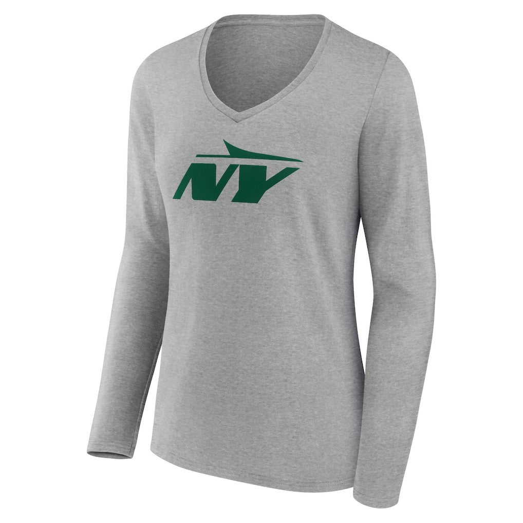 NFL New York Jets Women's Secondary Logo Long Sleeve V-Neck T-Shirt