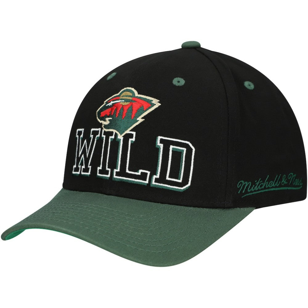 Minnesota Wild Mitchell & Ness Backside Script 2-Tone Pro Crown Adjustable Hat