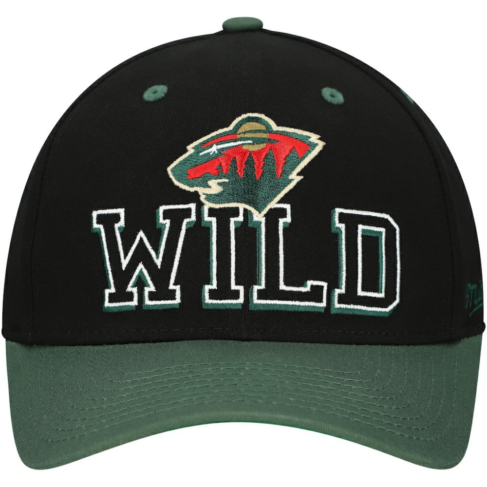 Minnesota Wild Mitchell & Ness Backside Script 2-Tone Pro Crown Adjustable Hat