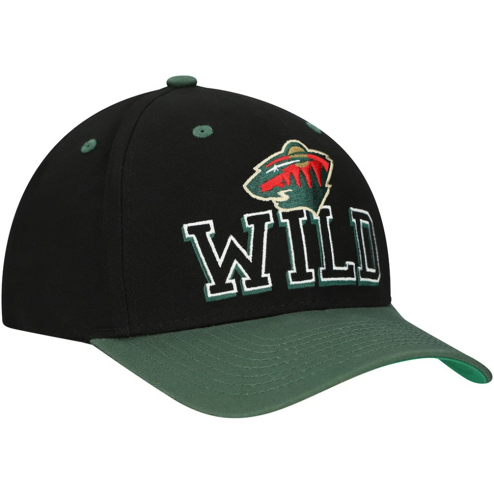 Minnesota Wild Mitchell & Ness Backside Script 2-Tone Pro Crown Adjustable Hat
