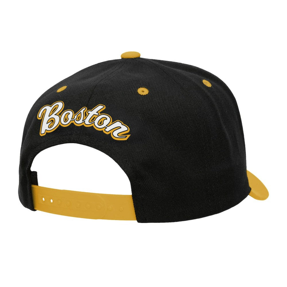 Boston Bruins Mitchell & Ness Backside Script 2-Tone Pro Crown Adjustable Hat