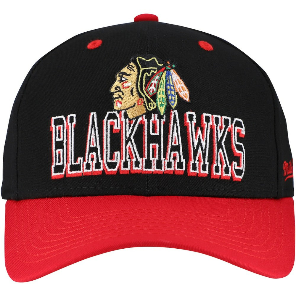 Chicago Blackhawks Mitchell & Ness Backside Script Two-Tone Pro Crown Adjustable Hat