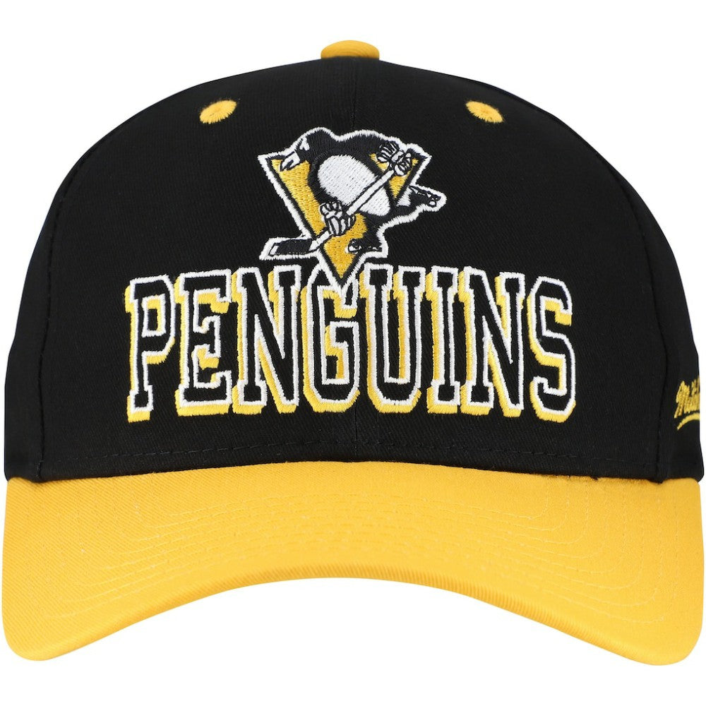 Pittsburgh Penguins Mitchell & Ness Backside Script Two-Tone Pro Crown Adjustable Hat