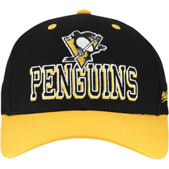 Pittsburgh Penguins Mitchell & Ness Backside Script Two-Tone Pro Crown Adjustable Hat